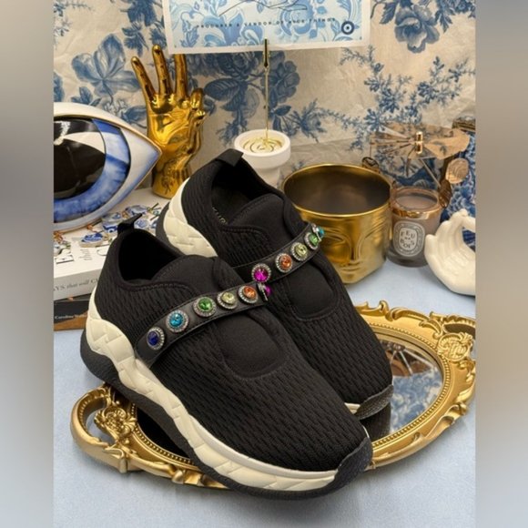 🆕 KURT GEIGER LONDON 🧿 NWOB Lond Knit Jewel Sneakers, Black - Sz EU40.5 US 9.5 - Picture 7 of 14
